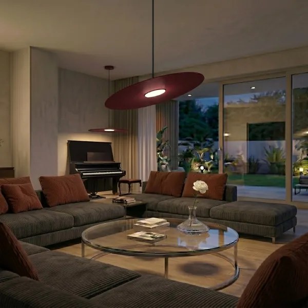 Lampă suspendată pe cablu PIATTO 1xGX53/15W/230V Ø 55 cm, vișinie