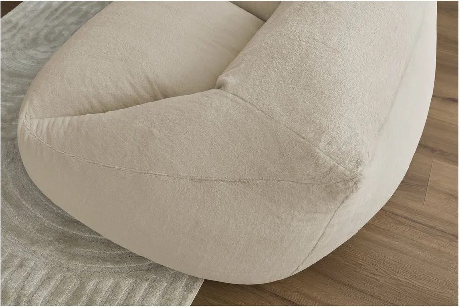 Fotoliu bean bag bej cu tapițerie din blană artificială Lilibet – Bobochic Paris