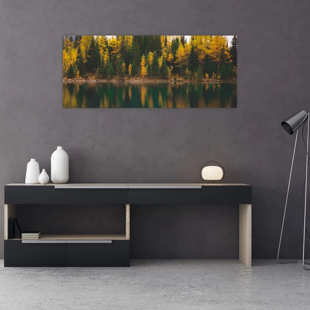 Tablou cu lac de pădure (120x50 cm)