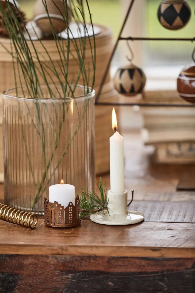 IB Laursen Vaza de sticla cu decor din alama INLAID