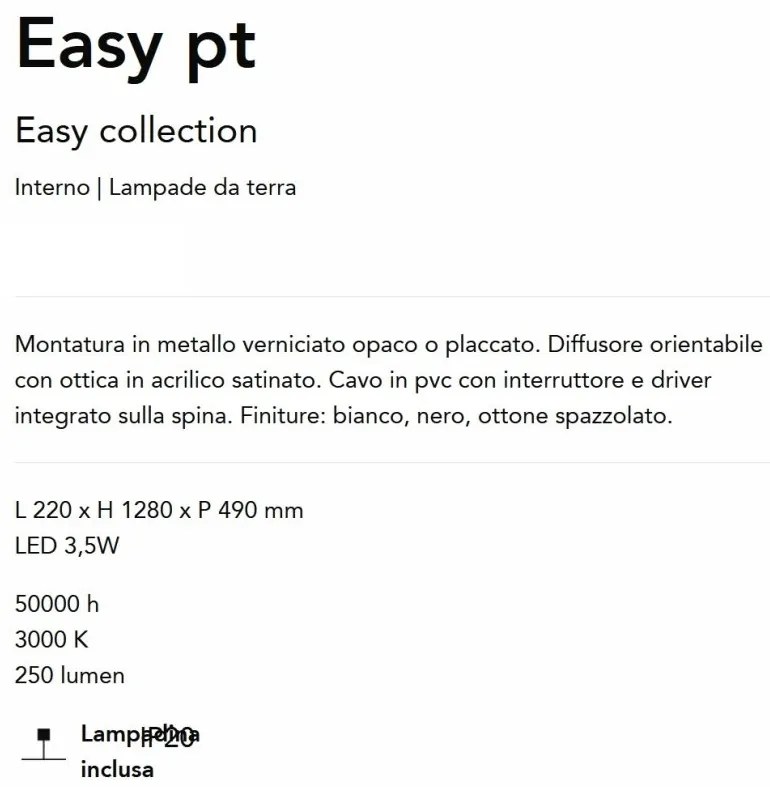 Lampadar/Lampa de podea stil minimalist LED Easy pt alb