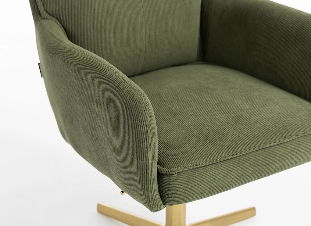 HR250CROSS Scaun Zsályazöld Prémium Kordbársony Bază Aurie