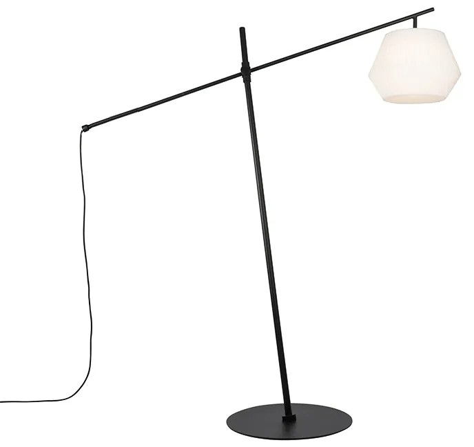 Lampa de podea de design pentru exterior neagra cu abajur alb IP44 - Robbert