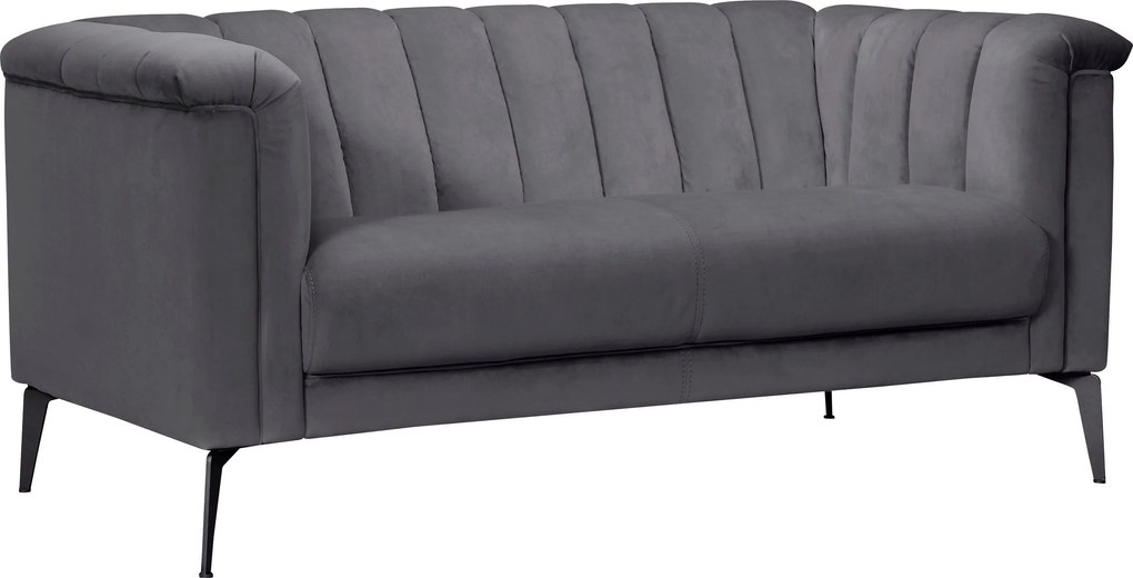 Canapea 2 locuri Lomani gri catifea 157/90/74 cm