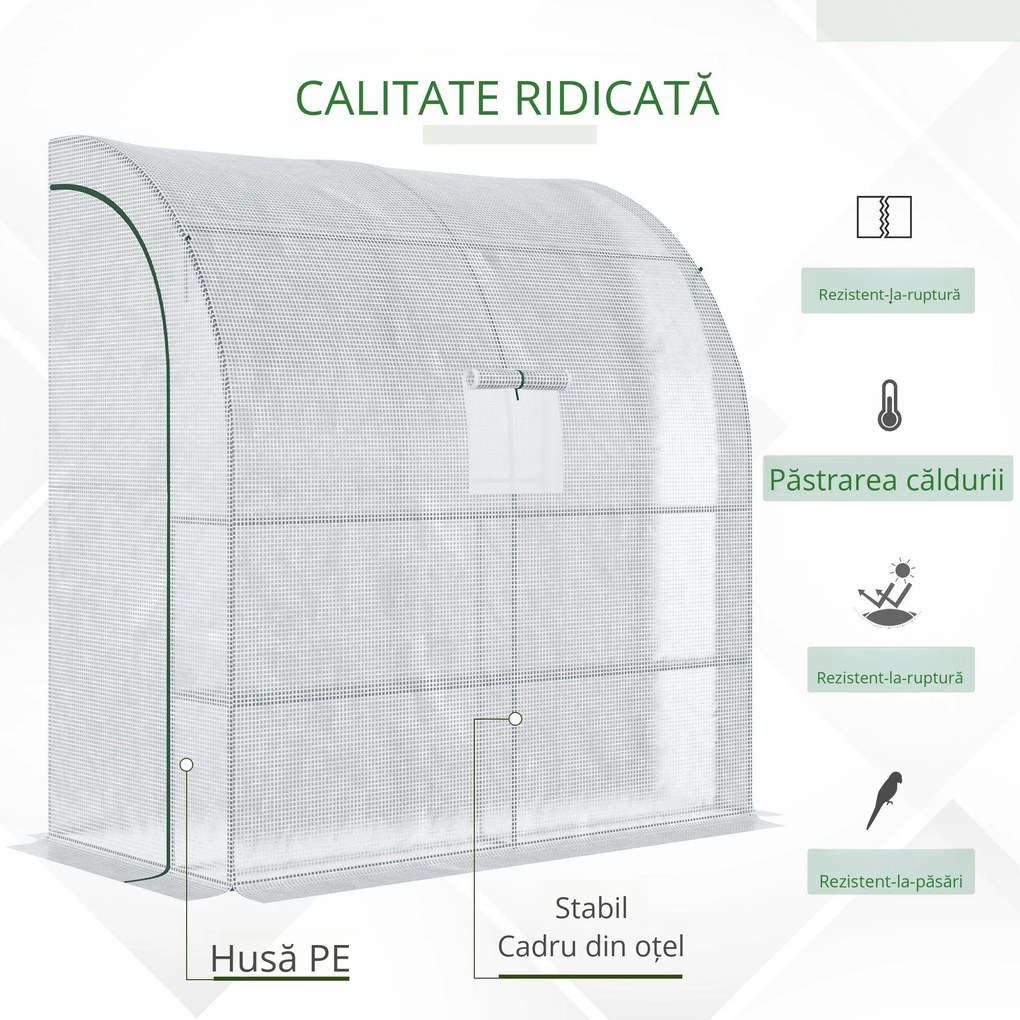 Outsunny 7' x 3' x 7' Outdoor Walk-In Greenhouse, Plant Nursery with Roll-up Windows, PE Cover, and 3 Wire Shelves, White | Aosom Romania