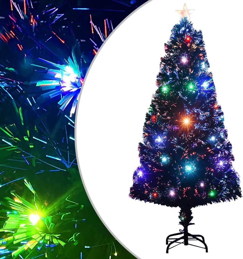 vidaXL Brad de Crăciun pre-iluminat cu suport și LED-uri, 120 cm, fibră optică