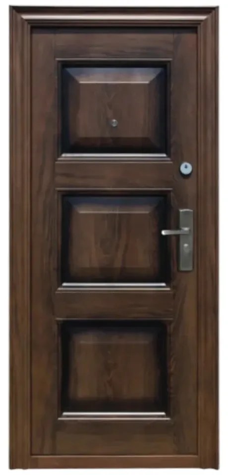 Usa metalica de exterior cu izolatie si vizor Novo Doors ND7002 , 2 yale,tabla 0,7 mm, balamale si clanta incluse, toc de 7 centimetri, pentru casa