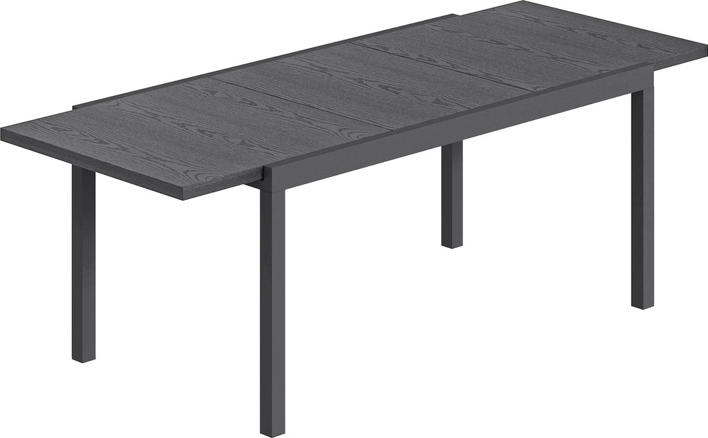 Outsunny Masă de Grădină Extensibilă Blat Aluminiu Efect Lemn Picioare Reglabile 8-10 Persoane 214x85x75cm Gri Antracit | Aosom Romania