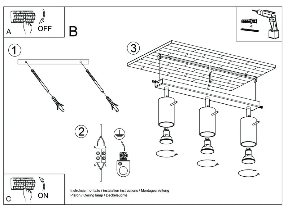 Plafonieră Sollux Etna, alb