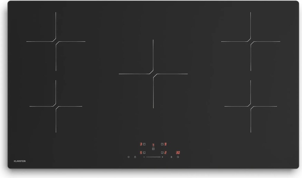 Klarstein PowerGlide plită cu inducție | suprafață rezistentă la zgârieturi | 5 zone de gătit | 9800 W | 90 cm
