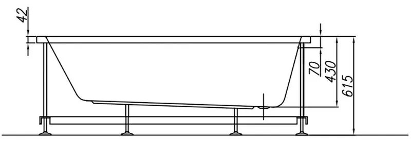 Cada baie incastrata 140 x 70 cm KolpaSan, Tamia 1400x700 mm