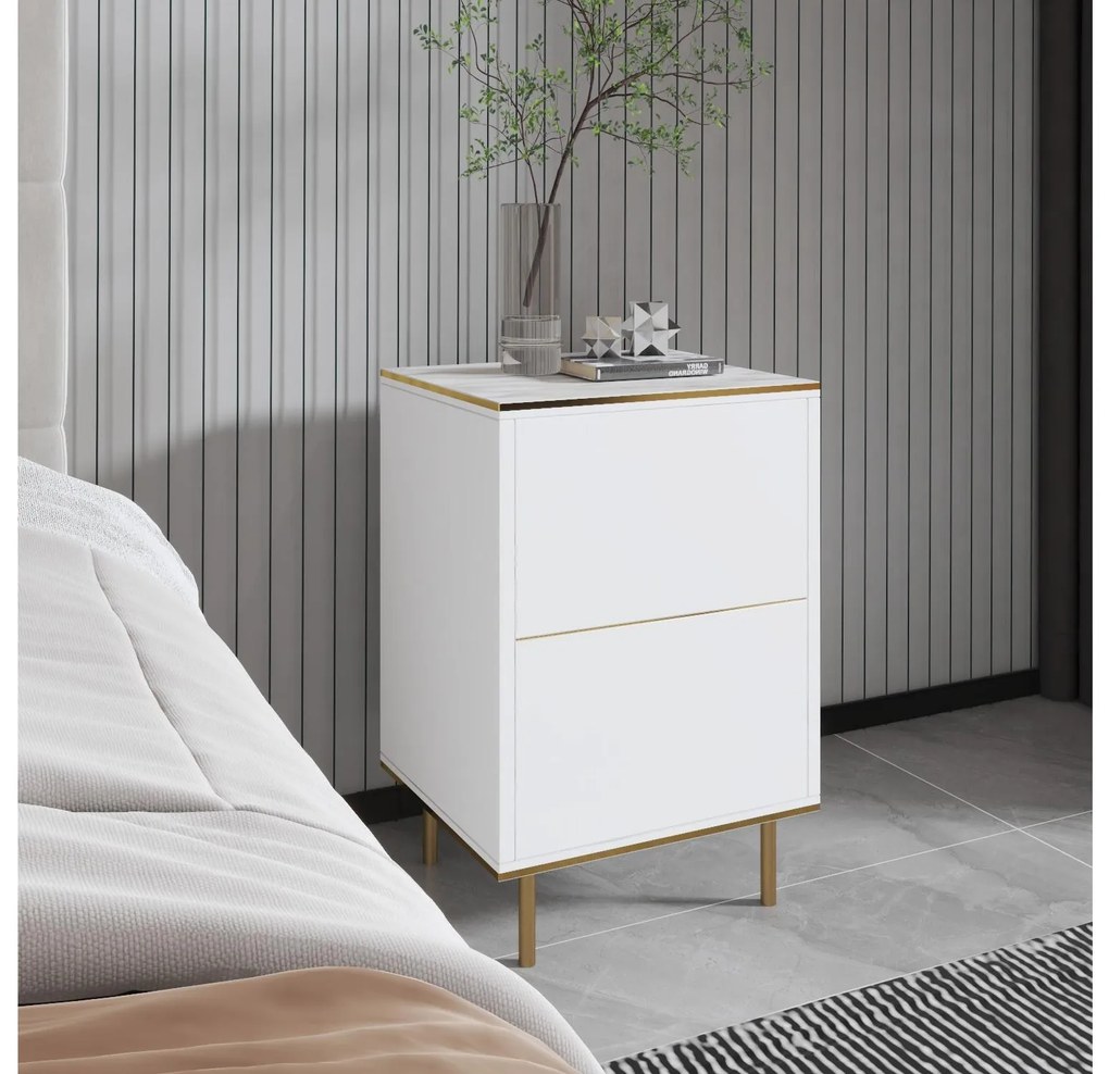 Noptieră Mamene 1 (marmură deschis + auriu) . 1094429