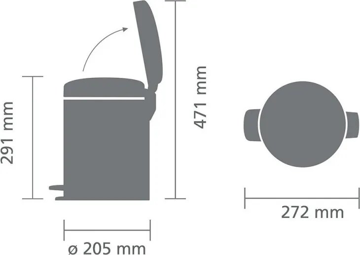 Cos de gunoi cu pedală Brabantia NewIcon 1010434, 5 L, Inchidere usoara, Baza antiderapanta, Gri deschis