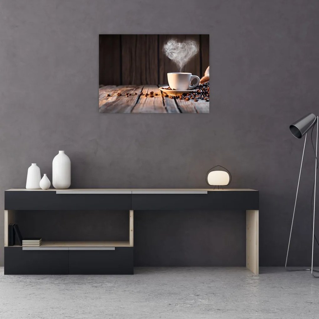 Tablou pe sticlă - Timp pentru cafea (70x50 cm)