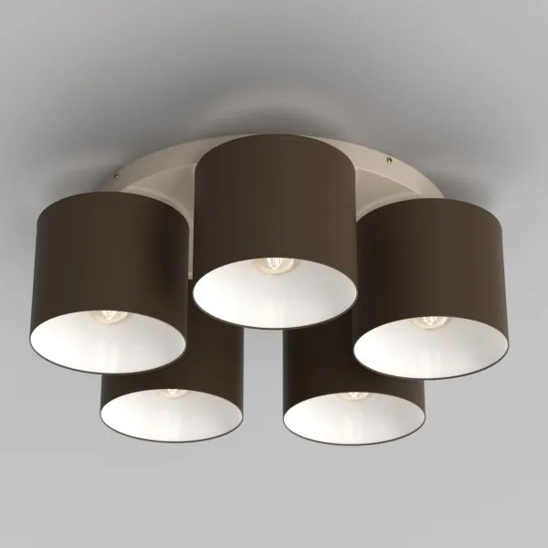 Plafonieră ARDEN 5xE27/15W/230V Ø 58 cm bej/maro
