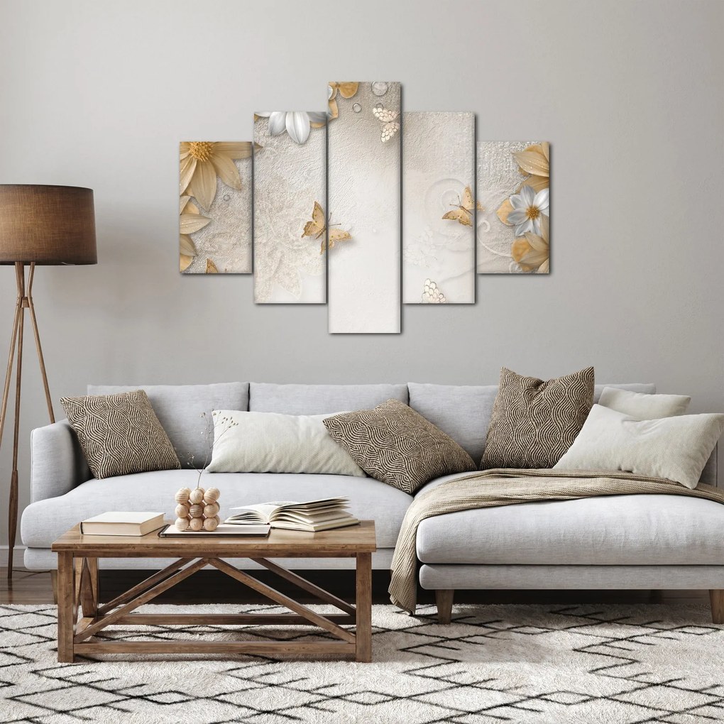 Tablou - Flori cu fluturi (150x105 cm)