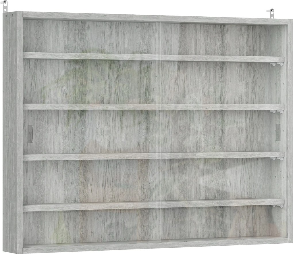 HOMCOM Dulap Tip Vitrină de Expoziție cu Rafturi Reglabile, Montată pe Perete, Negru | Aosom Romania