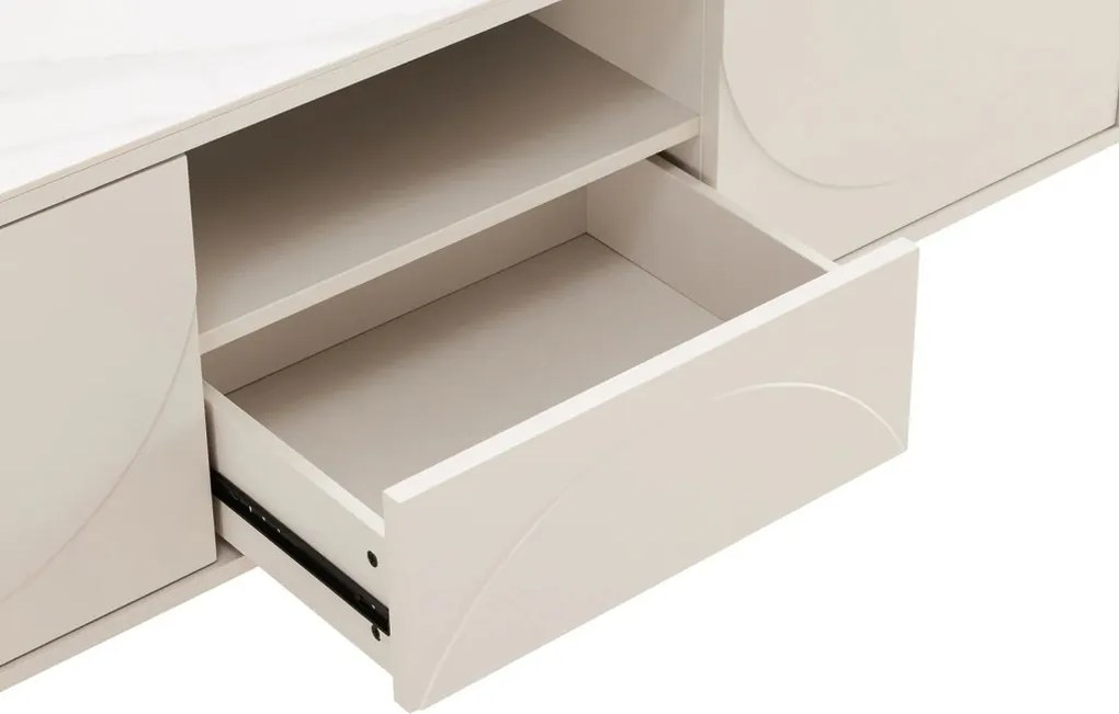 Comoda TV cu blat ceramic SAVOY 150cm alb