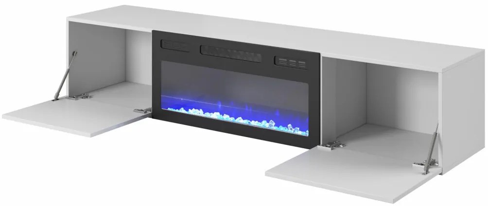 Comoda TV alba Livo RTV 180 cu semineu