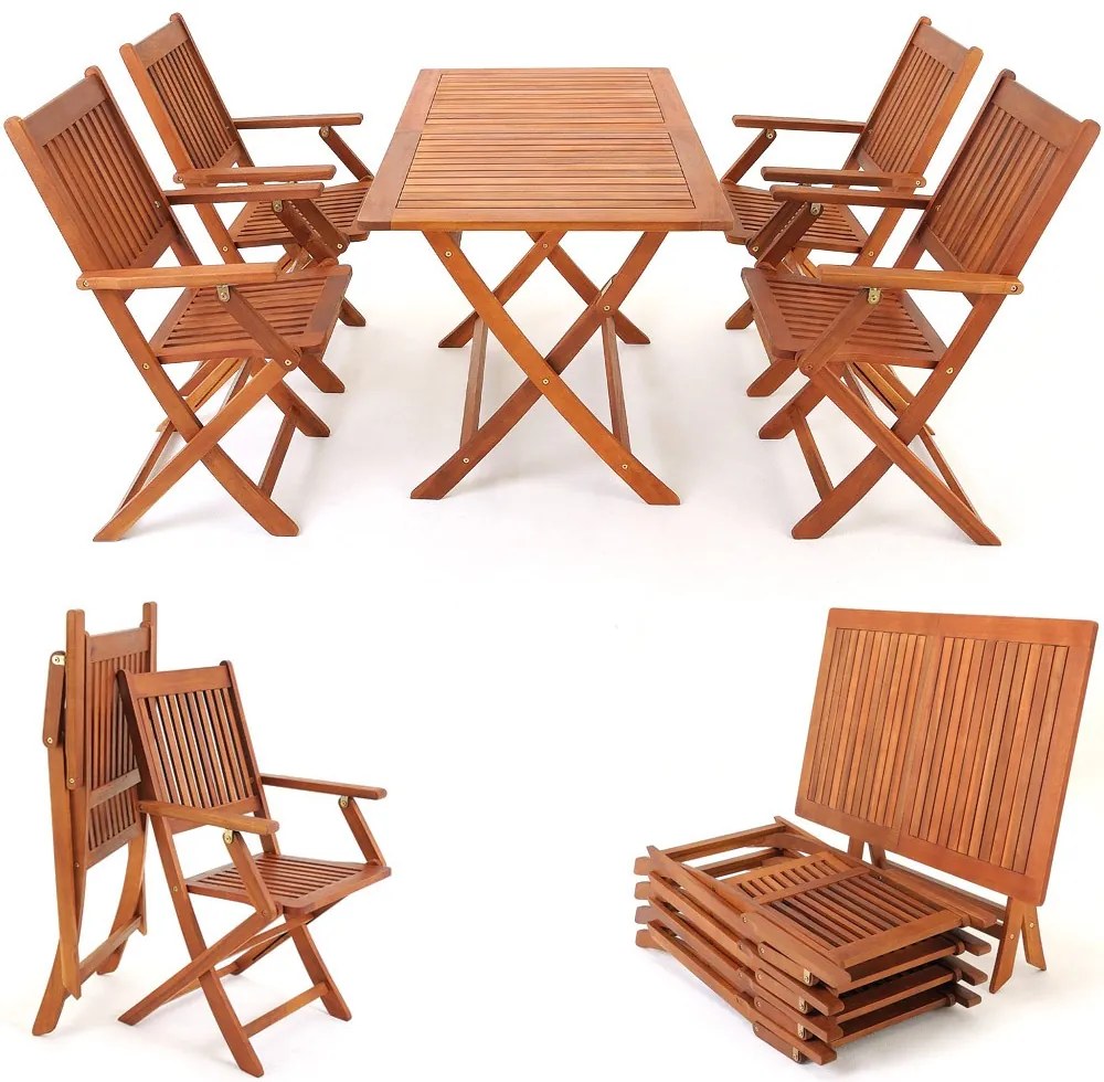 Casaria Set de mobilier SYDNEY, 5 piese, lemn natural