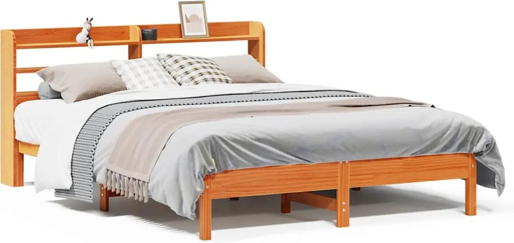 vidaXL Cadru de pat fără saltea, maro ceruit 140x200 cm lemn masiv pin