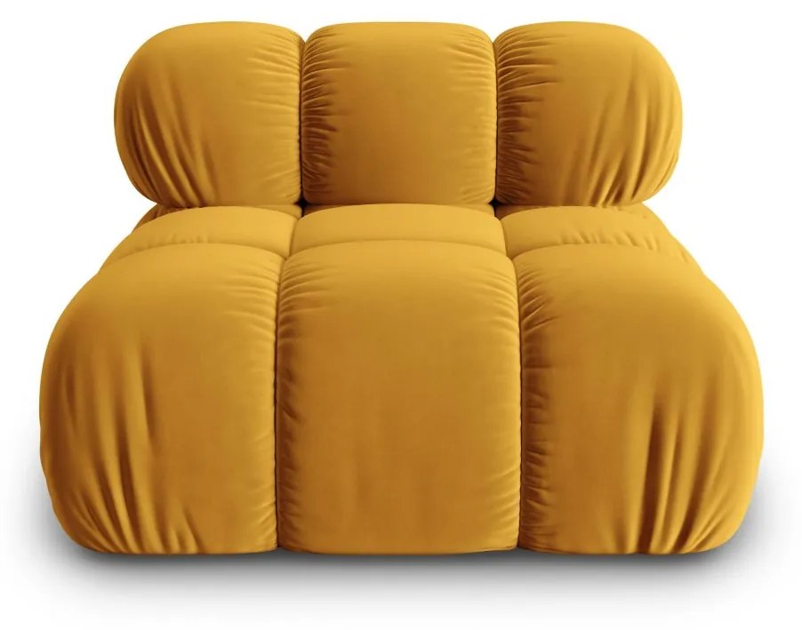 Canapea modulara Bellis cu 1 loc si tapiterie din catifea, galben