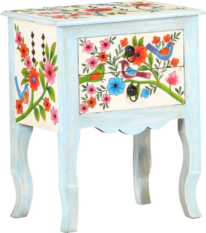 vidaXL Noptieră pictată manual, 40 x 30 x 50 cm, lemn masiv mango