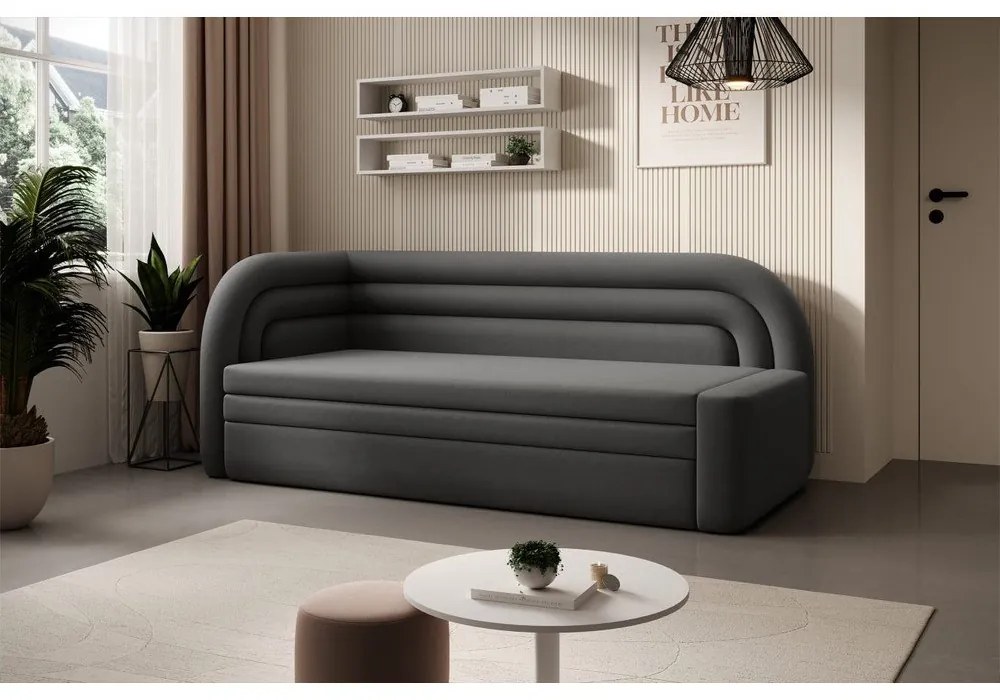 Canapea taupe extensibilă/cu spațiu de depozitare cu tapițerie din catifea cu colț pe partea stângă 223 cm Fabillo – ELTAP