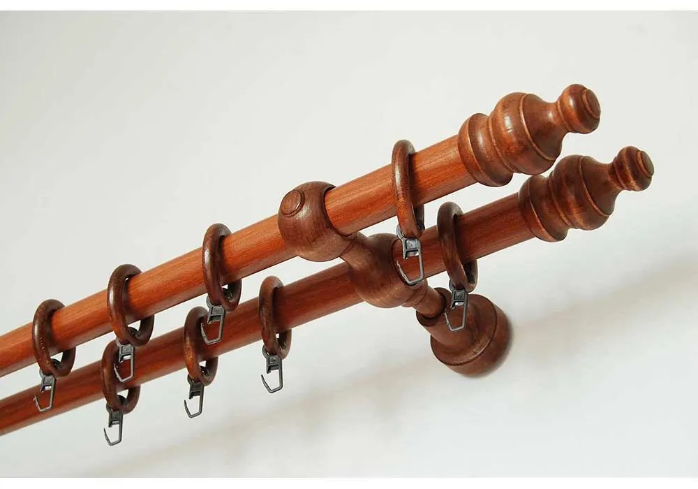 Galerie Lemn, accesorii incluse galerie lemn dubla Apollo 28 mm, 250 cm cires