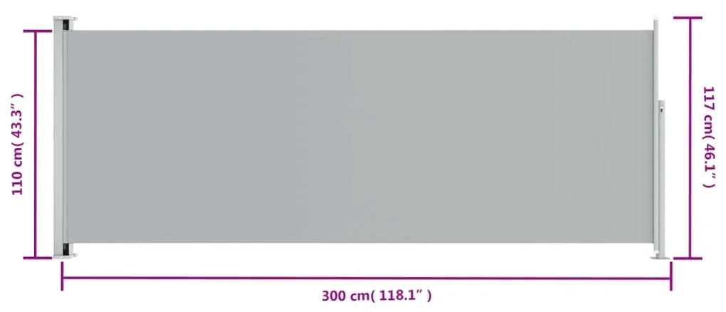 Copertina laterala retractabila de terasa, gri, 117x300 cm Gri, 117 x 300 cm
