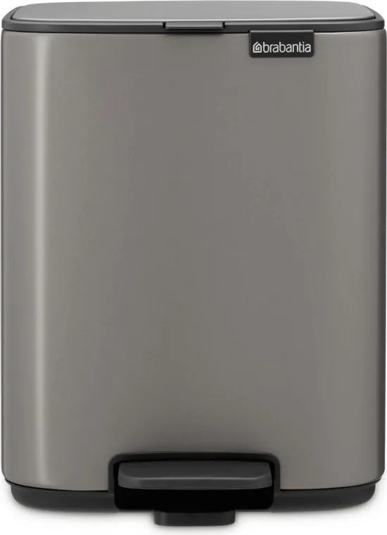 Cos de gunoi Brabantia Bo Pedal 1010127, 7 l, Inchidere lenta, Baza cauciucata, Gri închis