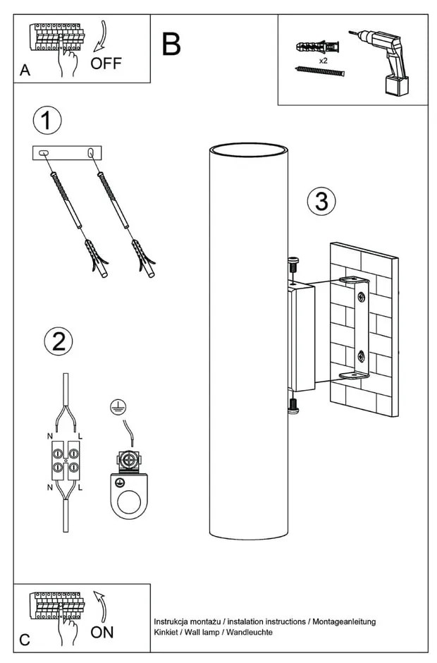 Aplică de perete crem Castro – Sollux