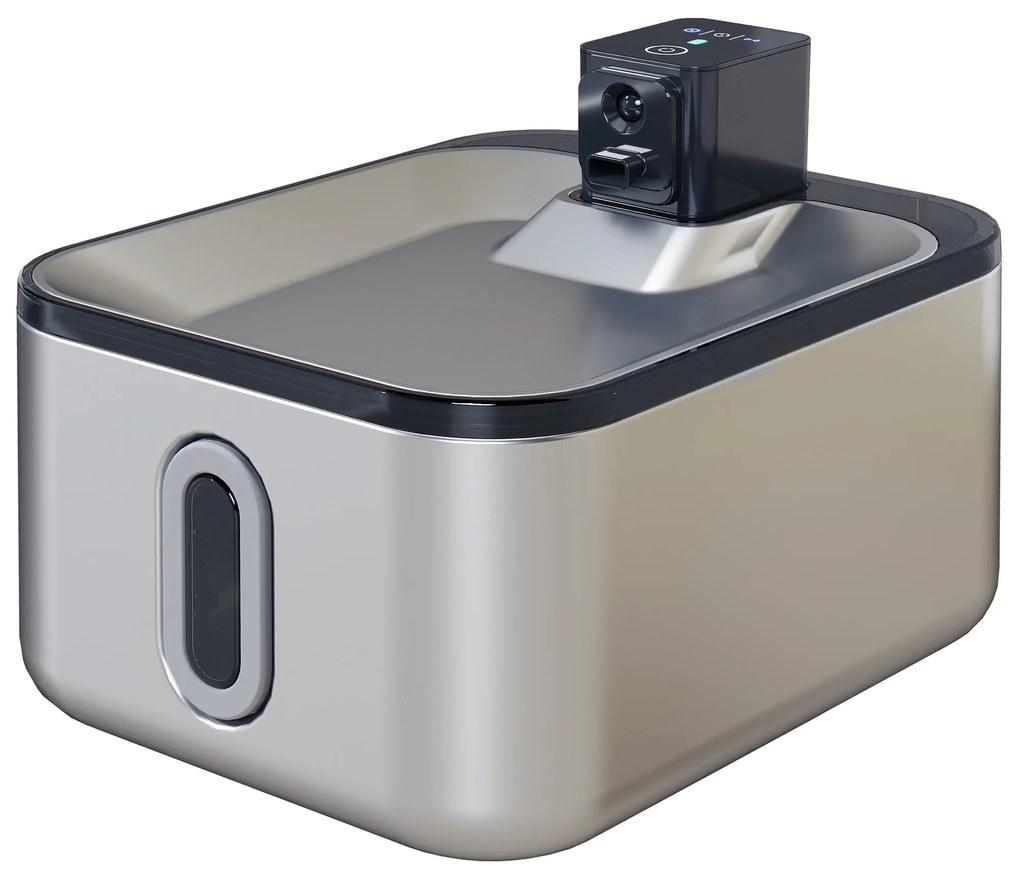 PawHut Fântână Automată pentru Pisici 5L din Oțel Inoxidabil, Silențioasă, Filtru 3 Etape, Încărcător USB, Argintiu | Aosom Romania
