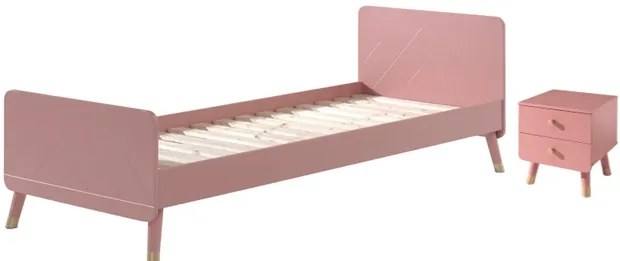 Set BILLY în roz (terra pink) format dintr-un Pat copii (90 x 200 cm) și o noptieră.