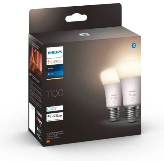 SET 2x bec LED dimabil Philips Hue WHITE E27/9,5W/230V 2700K