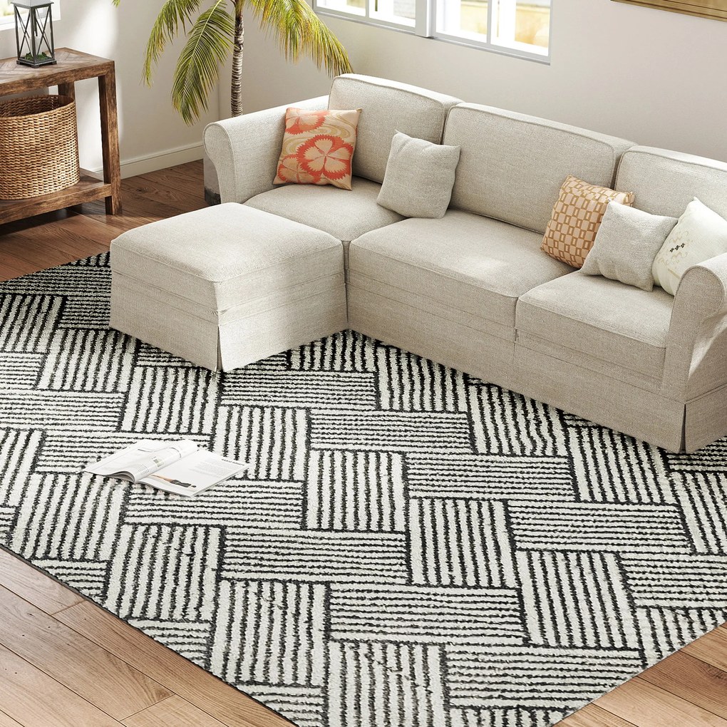 HOMCOM Covor salon 230 x 160 cm fibra scurtă lavabil în mașină hipoalergenic pentru sufragerie, dormitor, birou, gri | Aosom Romania