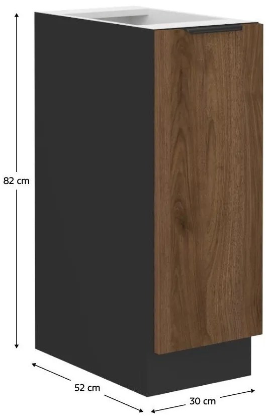 Dulap inferior bucătărie cu coș extensibil Monzesa 30 D CARGO BB (nuc okapi + negru) . 1096942