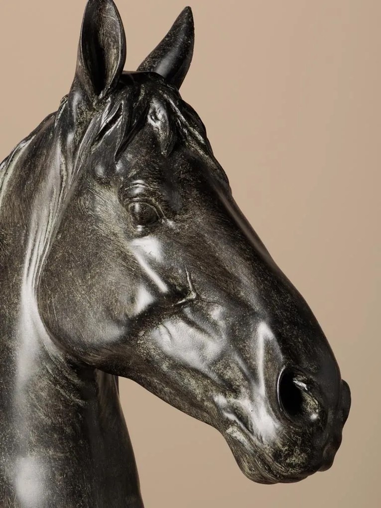 Sculptură cap de cal din rășină pe suport, H40 cm, " Horse "