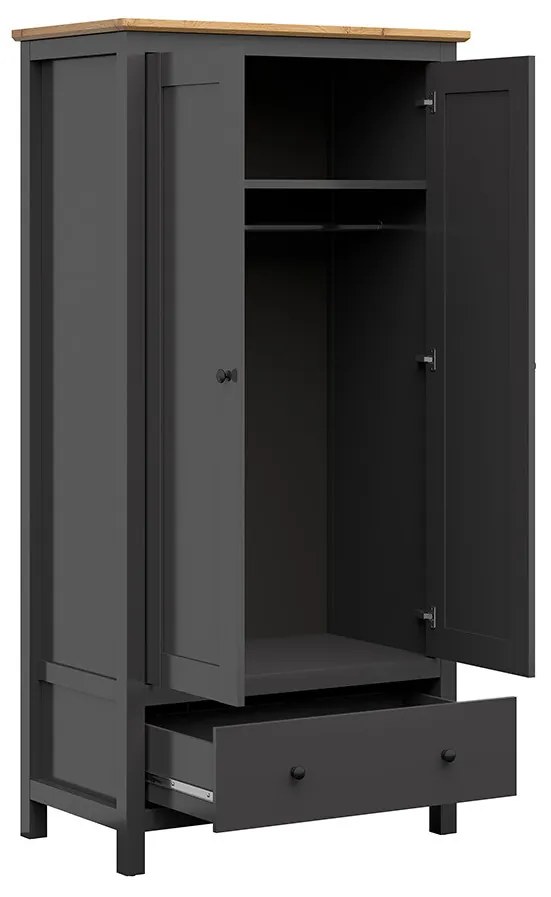 Dulap de haine Hesen SZF2D1S/20/10 (grafit + Stejar artisan). 1062523