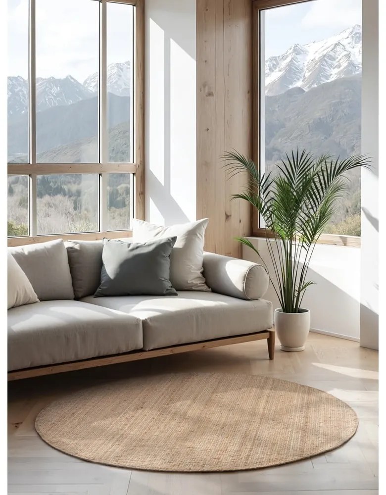 Covor în culoare naturală rotund din iută ø 200 cm Bouclé Jaipur – Hanse Home