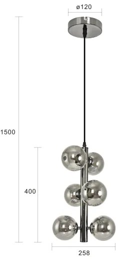 Lustră LED pe cablu Brilagi MILLA 6xG9/3W/230V crom lucios/fumuriu