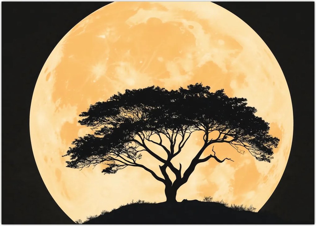 Tablou pe sticlă – Arbore în lună plină aurie II. (70x50 cm)