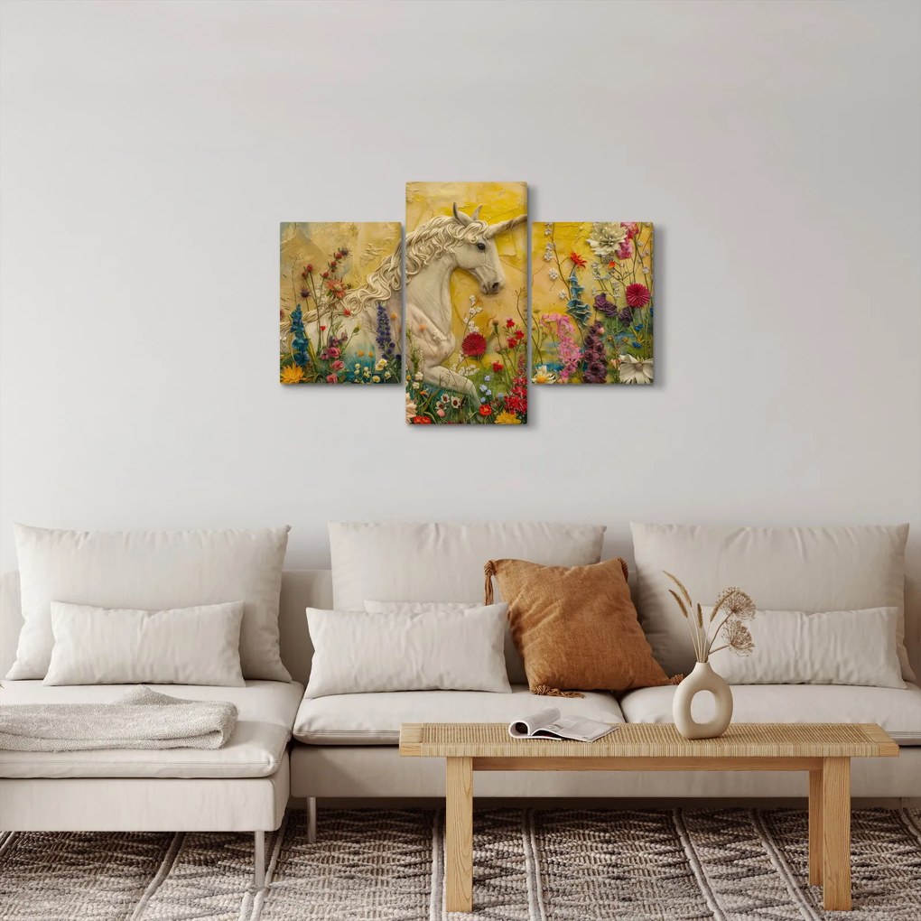 Tablou - Unicorn cu flori (90x60 cm)