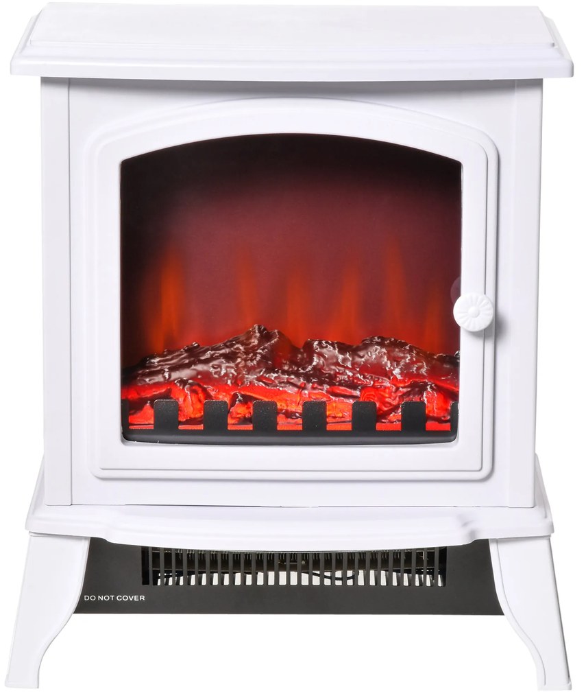 HOMCOM Șemineu decorativ cu Termostat Reglabil și Protecție la Supraîncălzire pentru Camere 20-25 m² 36,5x24x45,5 cm Alb | Aosom Romania