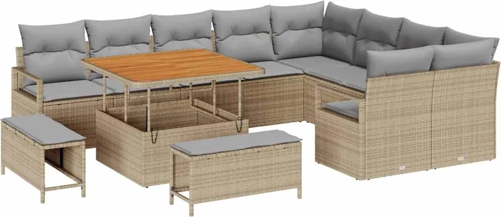 vidaXL Set de canapele pentru grădină 12 pcs Beige și gri deschis