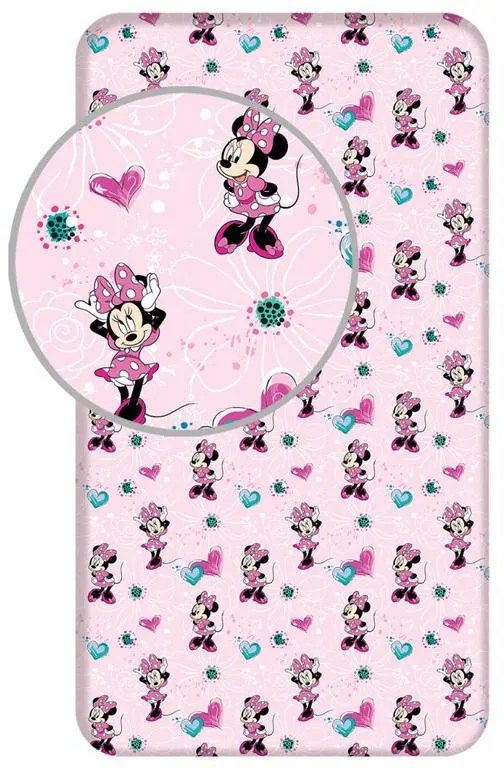 Disney Minnie Flowers cearșaf elastic 90x200 cm