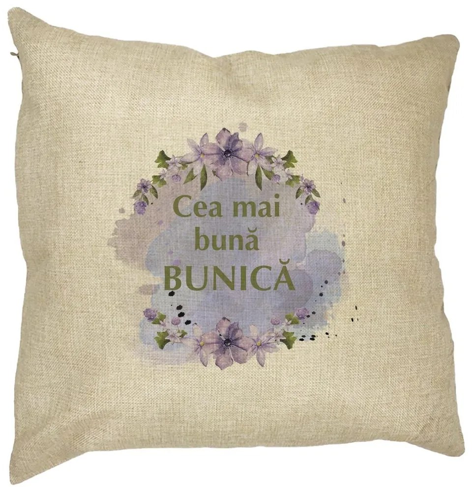 Perna Decorativa pentru Bunica 2, 40x40 cm, Husa Detasabila, Burduf