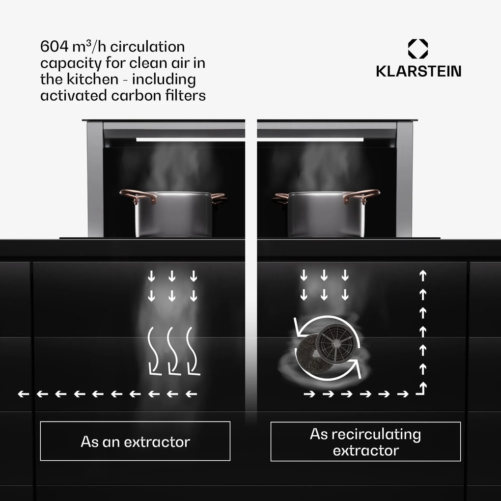 Royal Flush Eco 75, hota, 75 cm, 650 m³/h, EEK A++, inclusiv filtre cu carbon activat