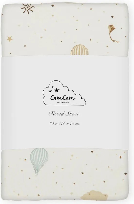 Cearceaf pentru copii, fildeș din bumbac organic pentru pătuț cu elastic 70x140 cm Dreamland – Cam Cam Copenhagen