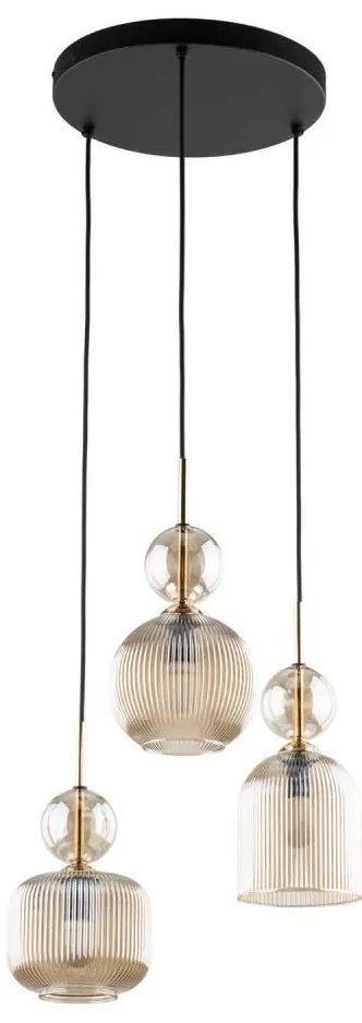 Lustră pe cablu SOPHIA 3xE14/10W/230V negru/bej fumuriu